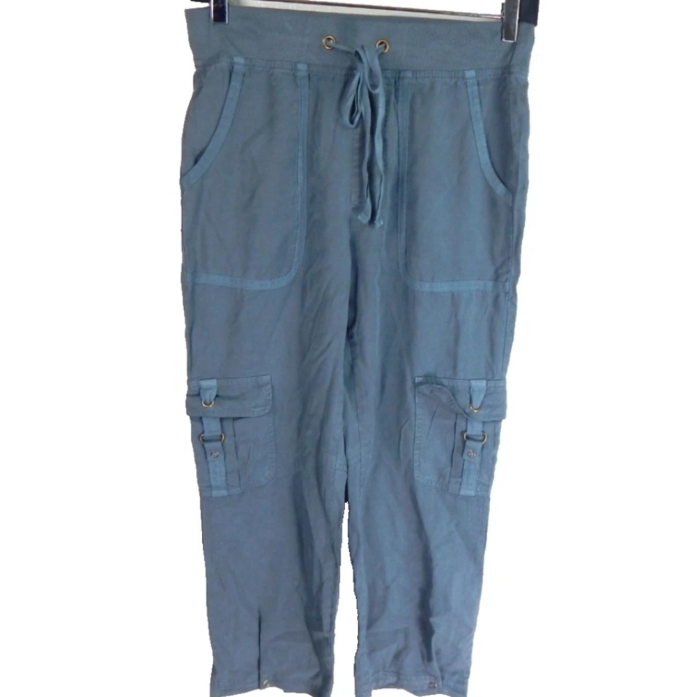XCVI Blue Cargo Crop Pants